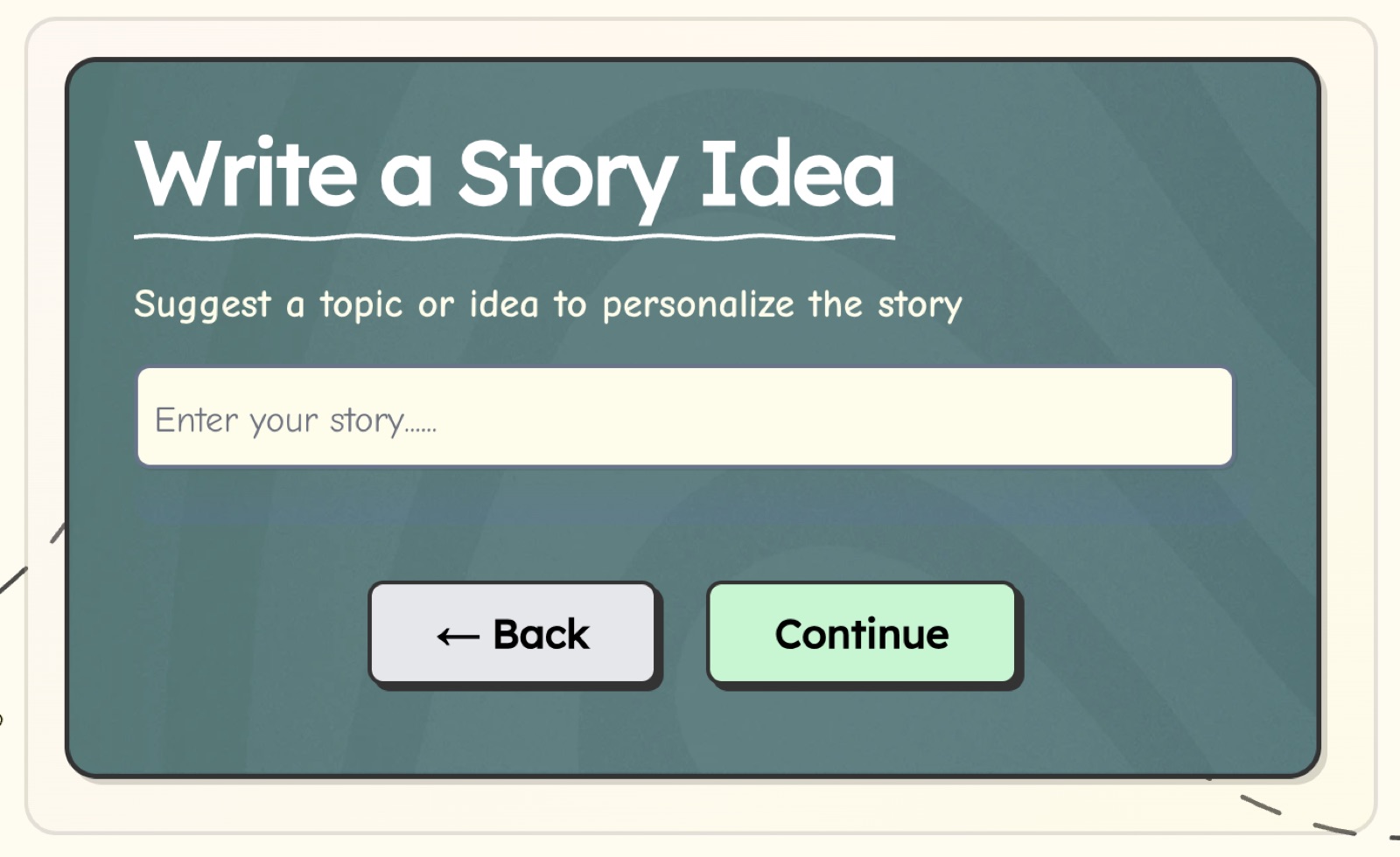 AI story idea generation interface